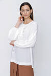Ekru Patı Dantel Detaylı Bluz - 2