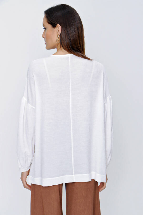 Ekru Patı Dantel Detaylı Bluz - 6