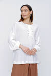 Ekru Patı Dantel Detaylı Bluz - 4