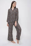 Haki Rahat Kesim Düğmeli Pijama Takımı - 6
