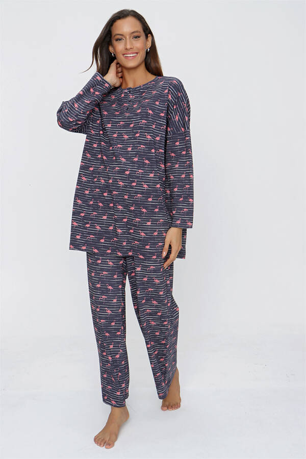 Lacivert Rahat Kesim Pijama Takımı - 1