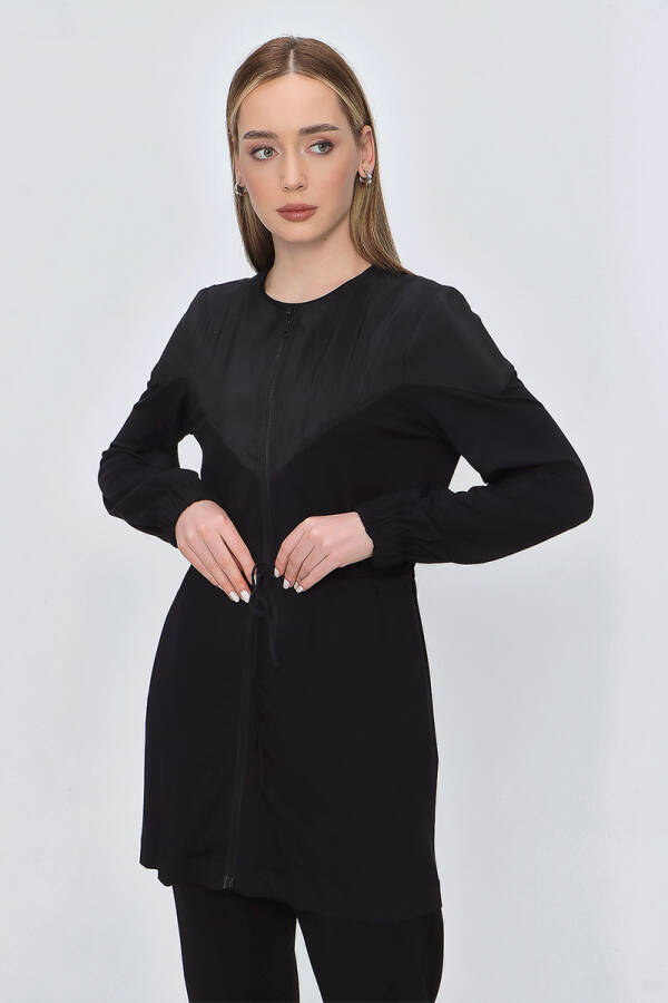 Siyah Garnili Fermuarlı Tween set - 3