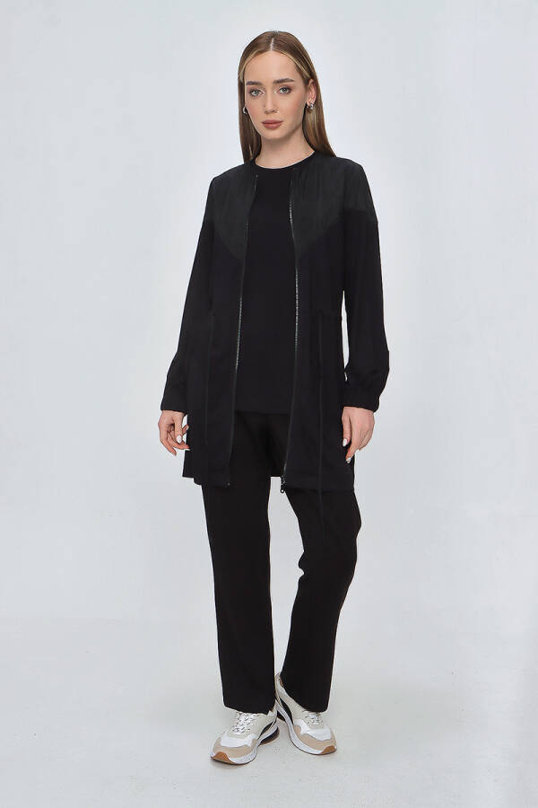 Siyah Garnili Fermuarlı Tween set - 4