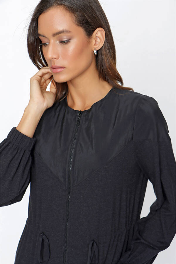 Antrasit Garnili Fermuarlı Tween set - 4