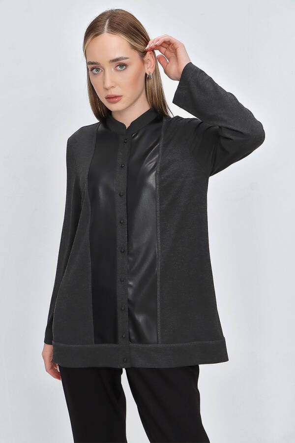 Siyah Deri Garnili Tween set - 2