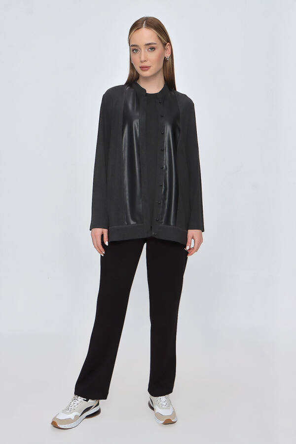 Siyah Deri Garnili Tween set - 4