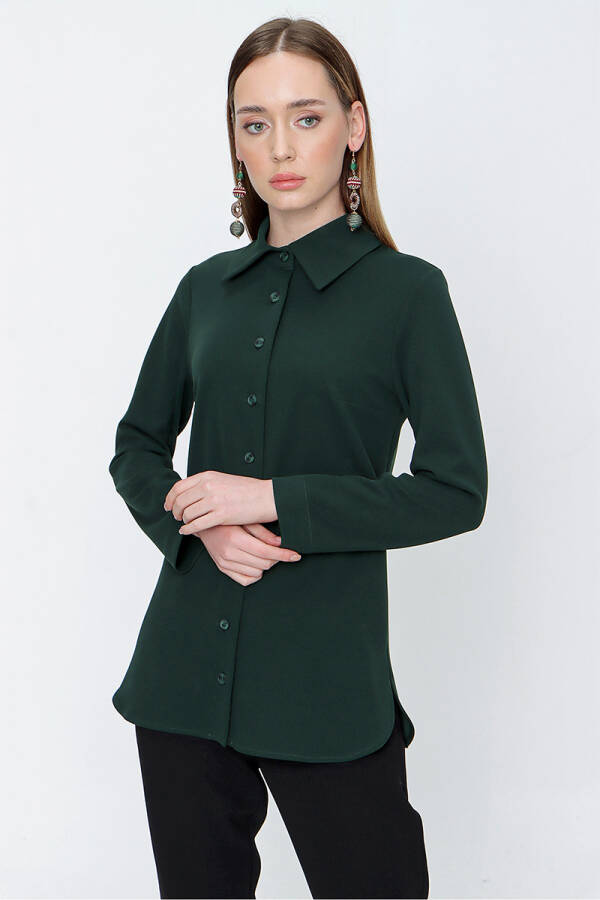 Nefti Örme Kumaş Gömlek Bluz - 1