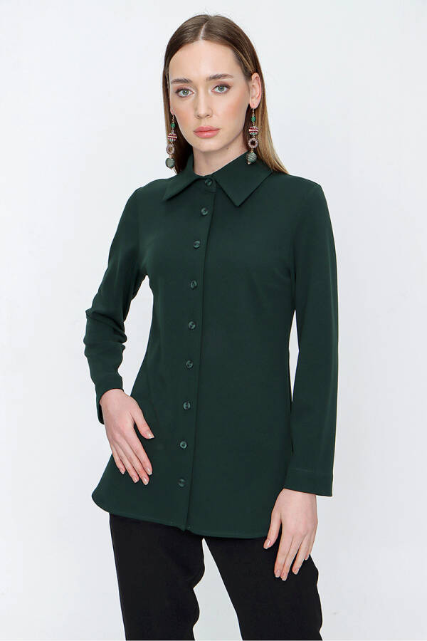 Nefti Örme Kumaş Gömlek Bluz - 2