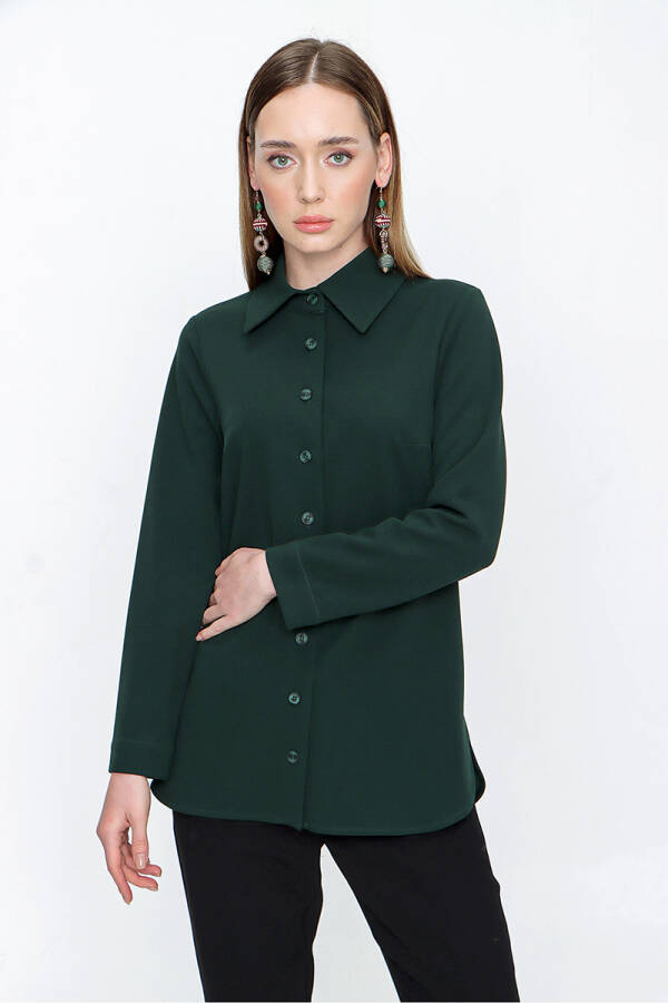 Nefti Örme Kumaş Gömlek Bluz - 3