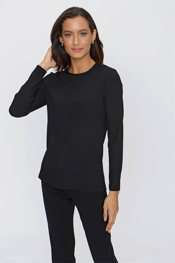 Siyah Fitilli Örme Bluz - 3