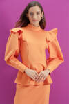 Turuncu Omuzları Volanlı Bluz - 4