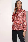 Taba Yakası Fırfırlı Leopar Bluz - 2