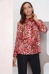 Taba Yakası Fırfırlı Leopar Bluz - 3
