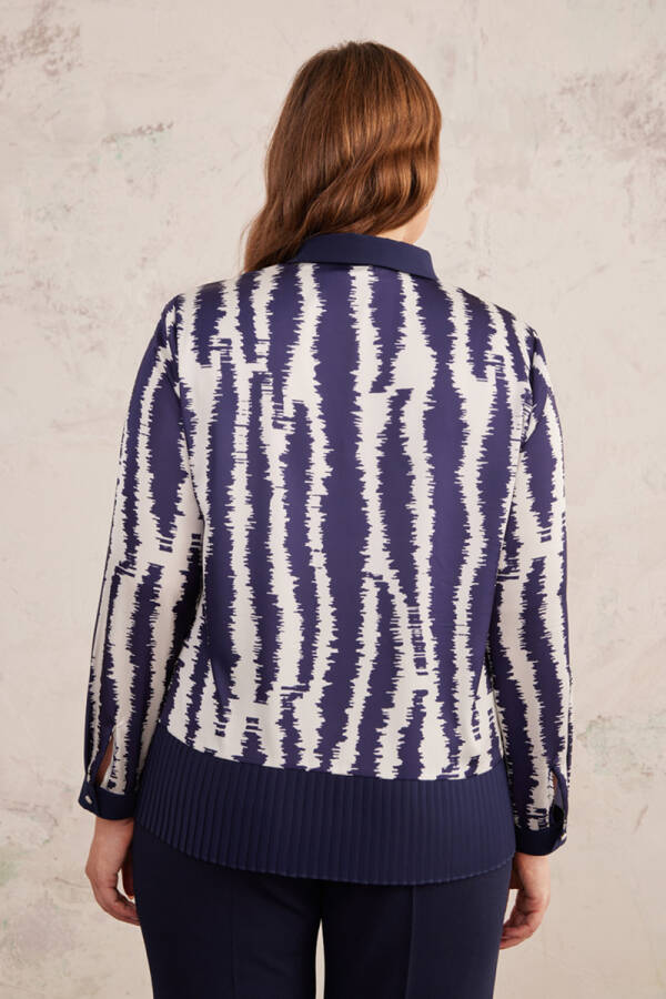 Lacivert Desenli Bluz - 5