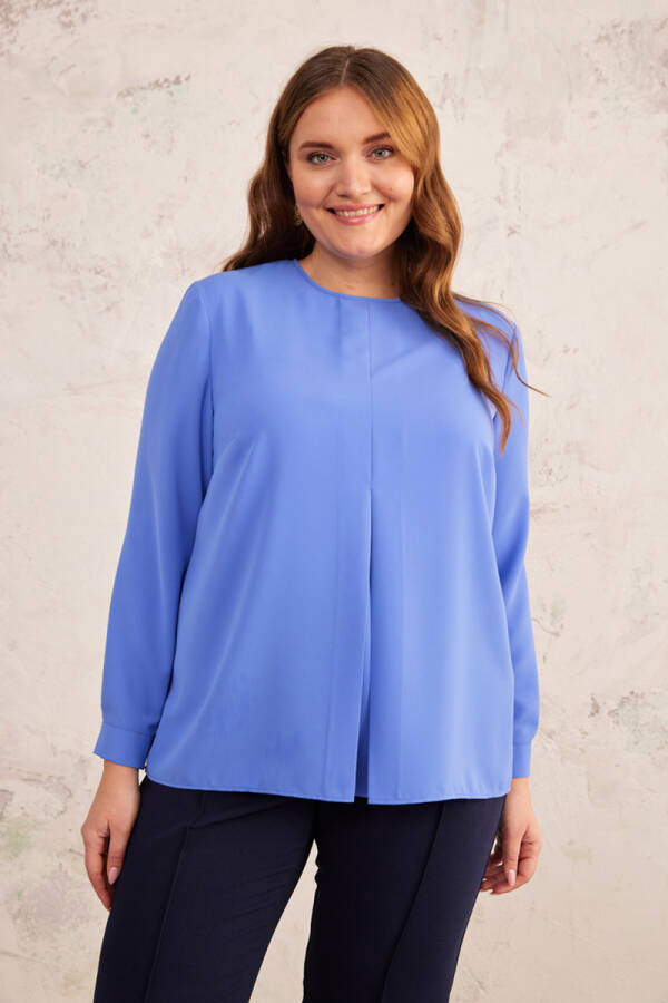 Menekşe Önü Pilikaşe Detaylı Bluz - 1