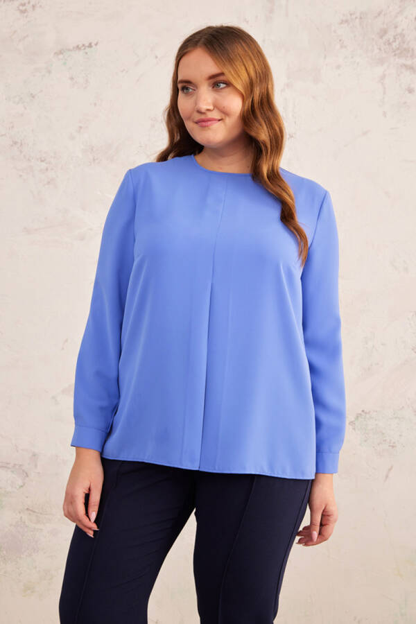 Menekşe Önü Pilikaşe Detaylı Bluz - 5