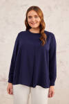 Lacivert Önü Pilikaşe Detaylı Bluz - 2