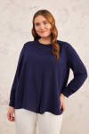 Lacivert Önü Pilikaşe Detaylı Bluz - 4