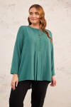 Yeşil İşleme Detaylı Pileli Bluz - 3
