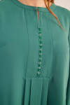 Yeşil İşleme Detaylı Pileli Bluz - 5