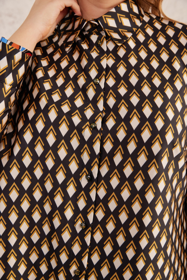 Siyah Baklava Desen Bluz - 4