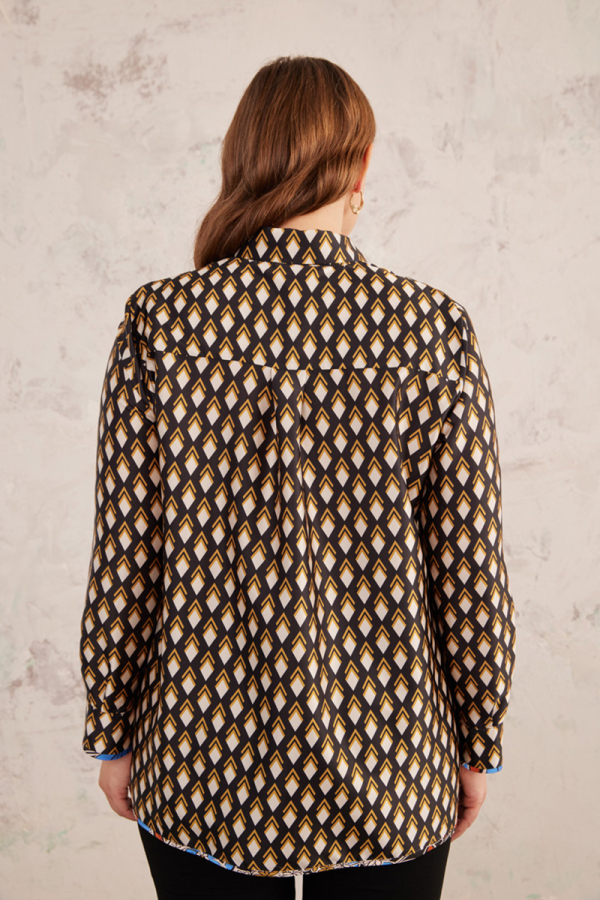 Siyah Baklava Desen Bluz - 6