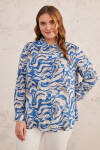 Mavi Desenli Bluz - 3