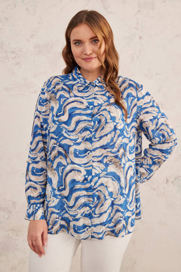 Mavi Desenli Bluz - 3