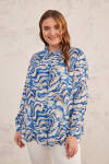 Mavi Desenli Bluz - 4