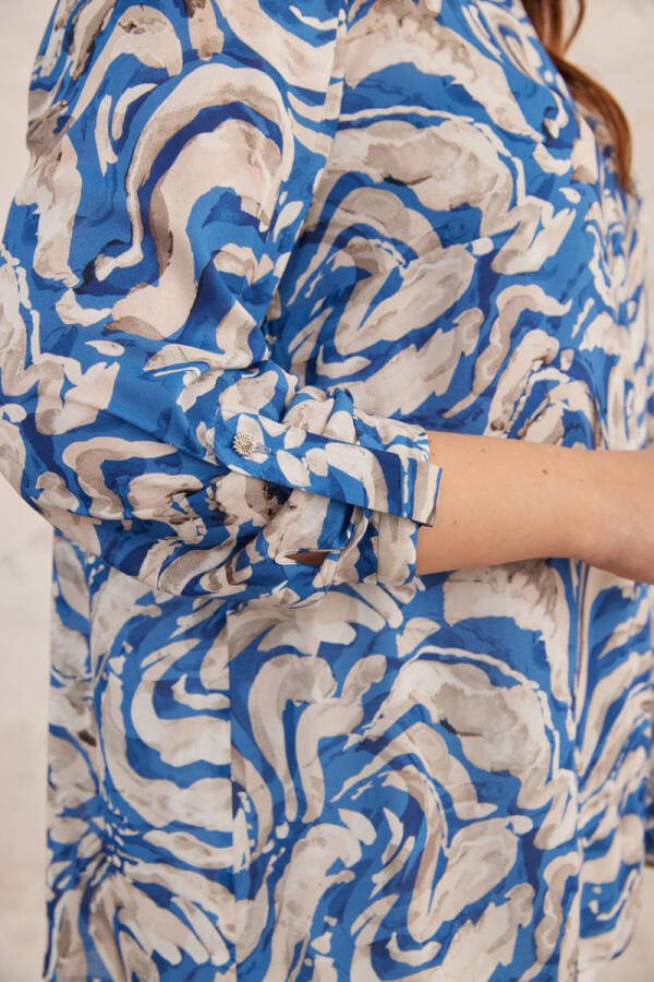 Mavi Desenli Bluz - 6