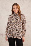 Bej Leopar Desen Bluz - 1