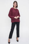 Bordo Rahat Kesim Örme Bluz 