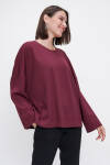 Bordo Rahat Kesim Örme Bluz - 3