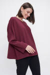 Bordo Rahat Kesim Örme Bluz - 4