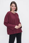 Bordo Rahat Kesim Örme Bluz - 5