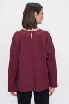 Bordo Rahat Kesim Örme Bluz - 6