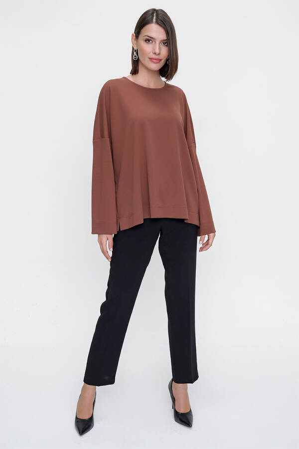 Camel Rahat Kesim Örme Bluz - 1