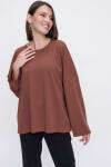Camel Rahat Kesim Örme Bluz - 4