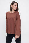 Camel Rahat Kesim Örme Bluz - 5