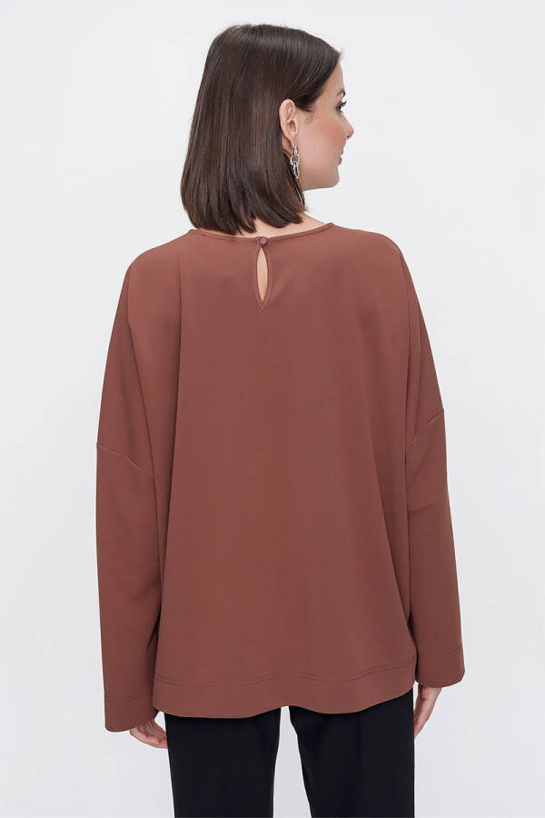 Camel Rahat Kesim Örme Bluz - 6