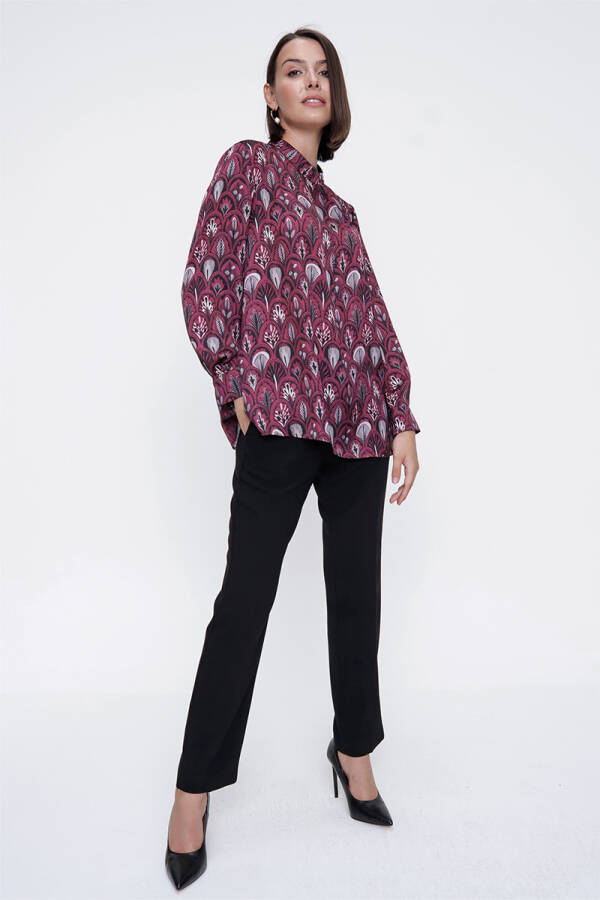 Mürdüm Desenli Bluz - 2