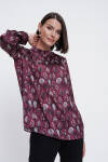 Mürdüm Desenli Bluz - 4