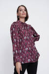Mürdüm Desenli Bluz - 6