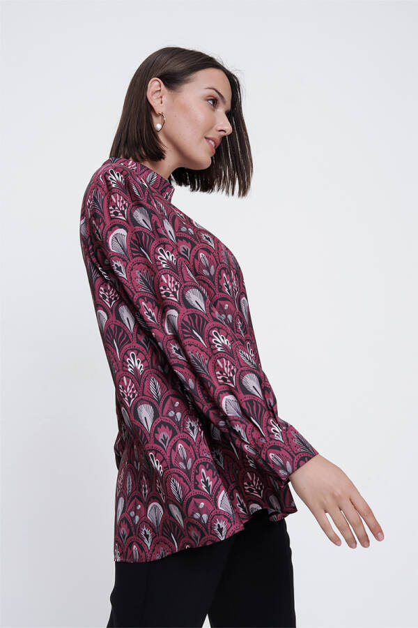 Mürdüm Desenli Bluz - 7