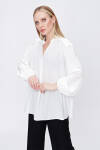 Ekru Omuzları Pile Detaylı Bluz - 3