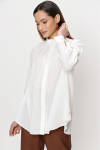 Ekru Yanları Düğme Detaylı Hakim Yaka Bluz - 2