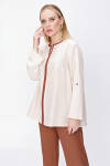 Camel Garnili Apolet Detaylı Bluz - 3
