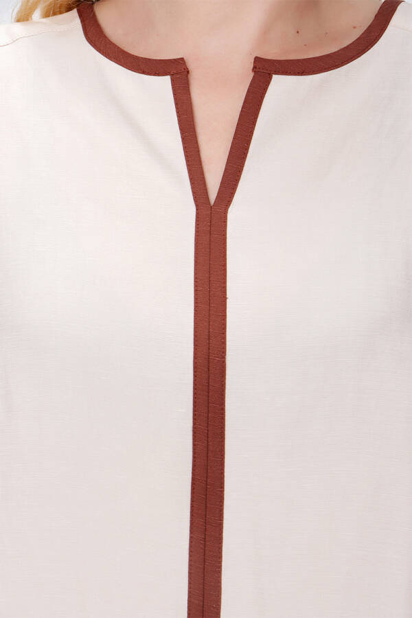 Camel Garnili Apolet Detaylı Bluz - 5