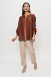 Kahverengi Garnili Apolet Detaylı Bluz - 1