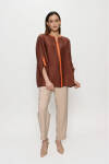 Kahverengi Garnili Apolet Detaylı Bluz - 2